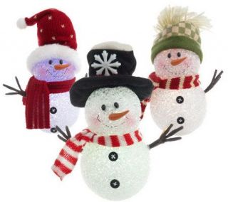 BethlehemLights Set of 3 BatteryOperated Snowmen w/LED Lights