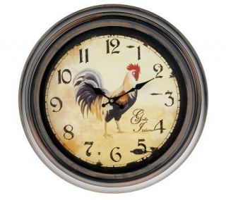 Handpainted Rooster Design 18 inch Iron Clock by Valerie —