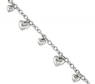 Steel by Design 7 3/4 Polished Hearts Bracelet —