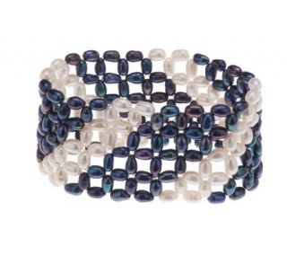 Lee Sands Cultured Pearl Woven Stretch Bracelet —