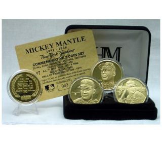 Mickey Mantle 23KT Gold Plated Commemorative Coin Set —