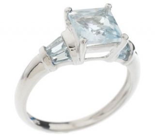 Sterling 1.40 ct tw Aquamarine Princess and Baguette Ring —