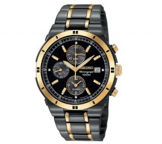 Seiko Black Ion Finish And Goldtone ChronographWatch   J107741