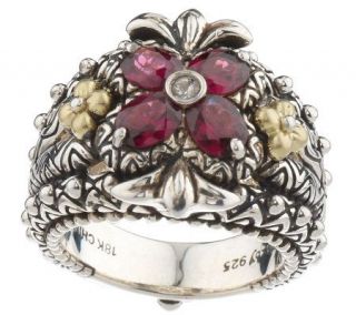Barbara Bixby 1.40 ct tw Garnet Flower Ring Sterling/18K —