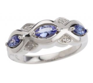 Sterling 0.45 ct tw Tanzanite Marquise Band Ring —