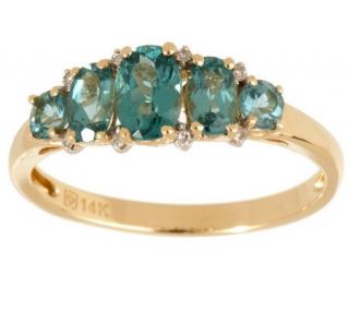 00 ct tw Apatite and Diamond Accent 5 Stone Band Ring, 14K — 