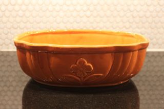 Vintage Cookson Pottery USA Oval Orange Planter 861 Roseville Ohio