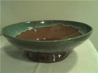 Van Briggle Pottery Colorado Springs Large Brown Green Drip Bowl