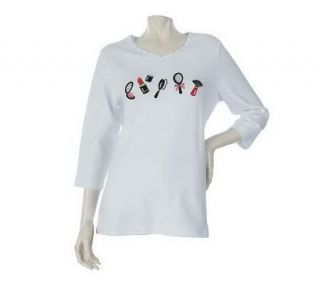 Quacker Factory 3/4 Sleeve Glamour Girls T Shirt —