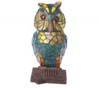 Handcrafted Tiffany Style Owl 10 1/4 Accent Lamp —