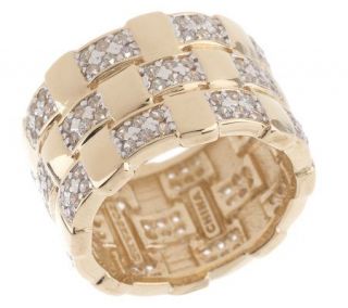 Diamonique 18K Gold Clad 1.40 ct tw Wide Pave Band Ring —