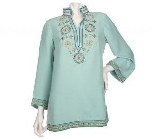 Victor Costa Occasion Faux Suede Embroidered Tunic —