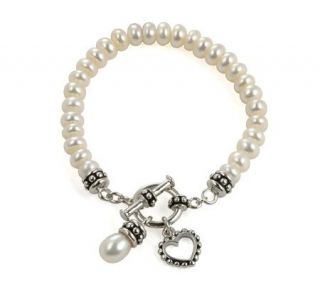 Honora Girls White Cultured Freshwater Pearl Toggle Bracelet