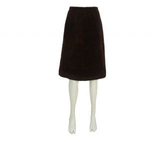 Denim & Co. Washable Suede Skirt with Seam Detail —
