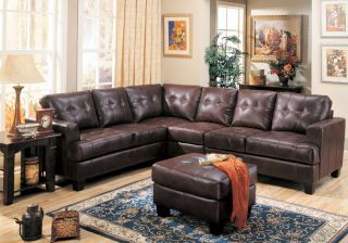 Contemporary Bonded Leather Sectional Sofa Living Room