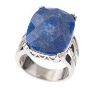 Simona Collini Bold Faceted Lapis Ring Stainless Steel —