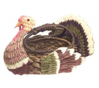 Country style Handmade Wicker & Grass Turkey Basket —