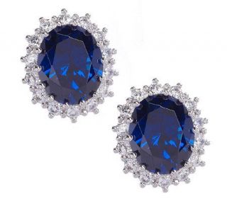 Diamonique Sterling Simulated Sapphire Stud Earrings —