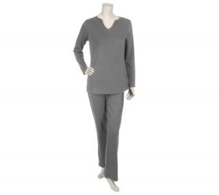 Modern Soul Brushed Ponte Notch V Neck Tunic & Bootcut Pants