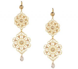 LK by Leetal Kalmanson Filigree Disc & Crystal Dangle Earrings 