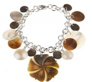 Lee Sands Carved Shell Flower Charm Bracelet —