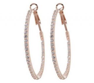 Diamonique Sterling or 14K Gold Clad Inside Out 1 1/2 Hoops