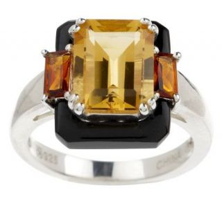 Sterling 2.80 ct tw Citrine and Onyx Ring —