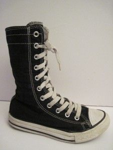 Converse Black Canvas Tall Hi Tops Boots Sneakers Youth 13 M
