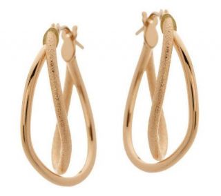 EternaGold Double Oval Textured and Polished Hoop Earrings, 14K