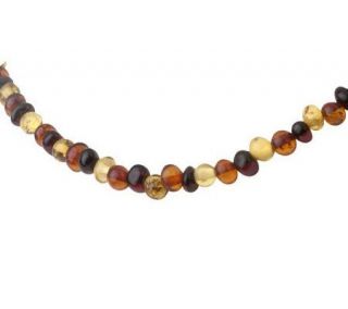 Baltic Amber Sterling 36 Free form Bead Necklace —