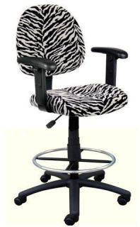 New Zebra Print Office Drafting Bar Counter Stools Chairs with