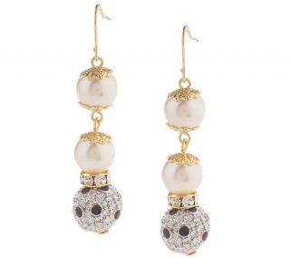 As Is Ciro Si mulated Pearl a nd Pave Dangle Earrings —