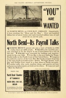  Ad North Bend Chamber Commerce Coos Bay Oregon   ORIGINAL ADVERTISING