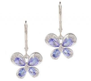 Sterling 1.50 ct tw Tanzanite Butterfly Lever Back Earrings — 