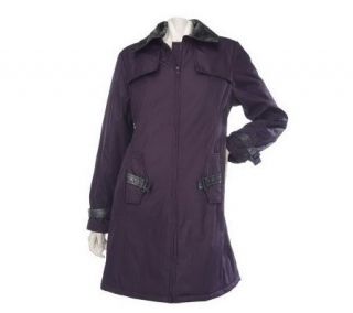 As Is Dennis Basso Water Resistant Coat w/ Removable Faux Fur Collar 