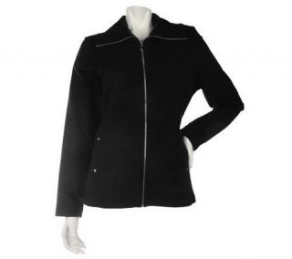 Sport Savvy French Terry Zip Front Jacket with Ribbed Collar