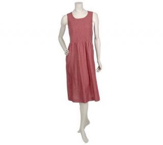 Denim & Co. Smocked Detail Chambray Sleeveless Dress —