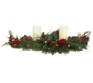 As Is BethlehemLights Batt. Op. 36 Candle w/Berry Centerpiece