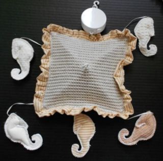 Cotton Tale Designs SEASIDE CABANA SEAHORSE Musical Crib Mobile