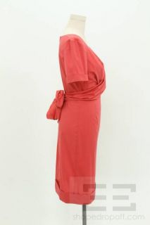 Max Mara Coral Cotton Tie Waist Short Sleeve Dress Size 6