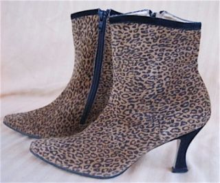 Leopard Boots Size 6 Suede Coup DEtat Leather Ankle 6M 3 Heels Spain