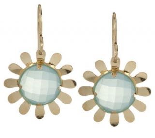 Blue Agate Doublet Flower Earrings 14K Gold —