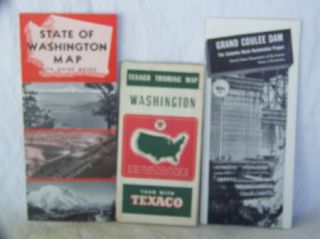  Map Lot Texaco Washington 1939 Tourist Brochure Grand Coulee Dam BOR