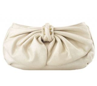 Judith Ripka Lafayette Red Nappa Leather Bow Clutch w/Stone Accents 