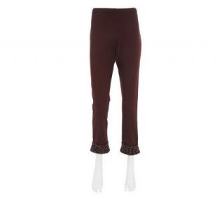 Women with Control Slim Leg Pants with Animal Cuff Detail —