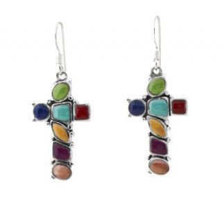 Sterling Multi colored Cross Earrings —
