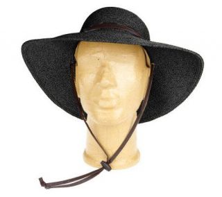 UPF 50 Mens Packable Paper Braid Straw Hat w/ Leather Cord —
