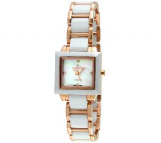 Peugeot Womens Swiss White Mother Of Pearl Dial Watch —