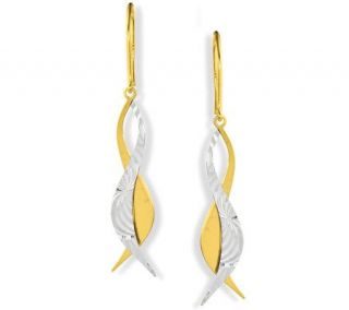 14K Gold Two tone Fancy Swirl Dangle Earrings —