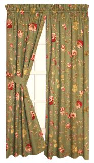  Floral Curtains Tier Valance or Swags Coventry Green or Yellow